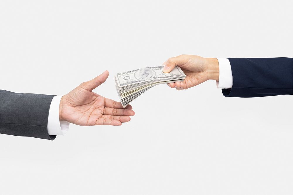 Png Business proposal purchase mockup psd hands holding money