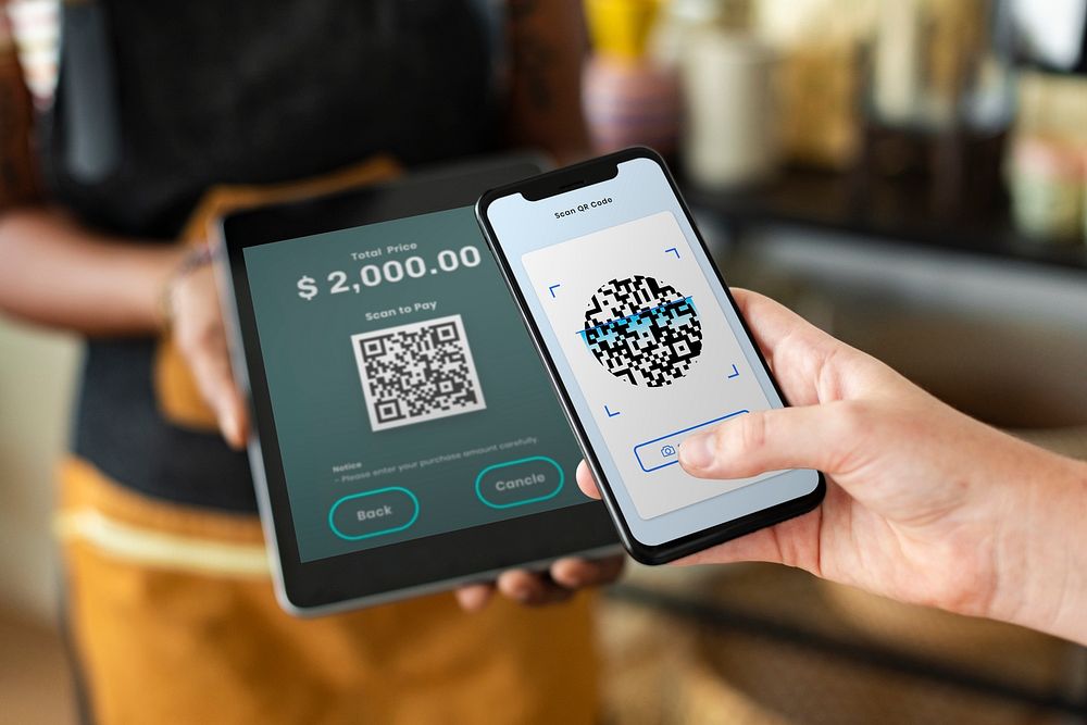 Device screen mockup psd for QR code cashless payment