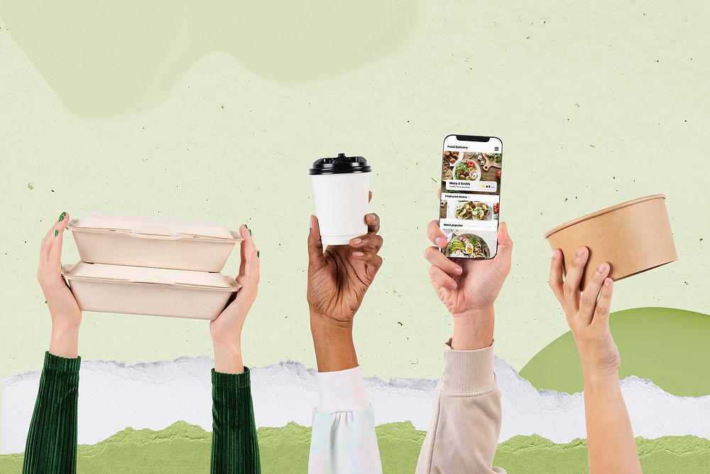 Eco-friendly food packaging delivery concept remix