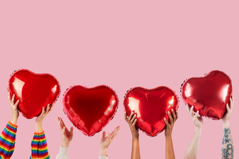 People holding hearts mockup psd for Valentines&rsquo; celebration