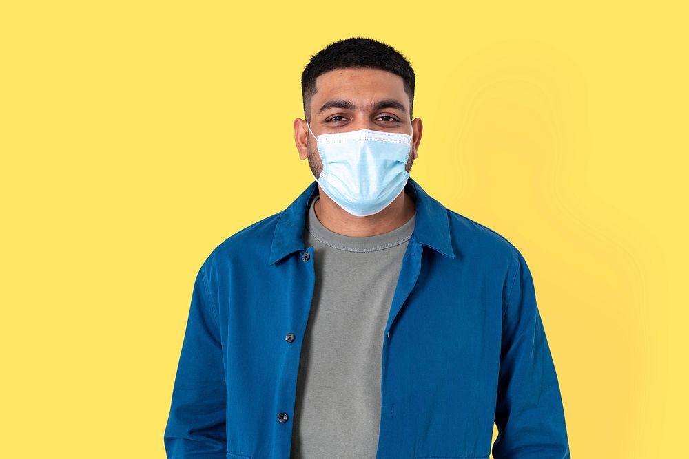 Indian man volunteer wearing face mask in the new normal