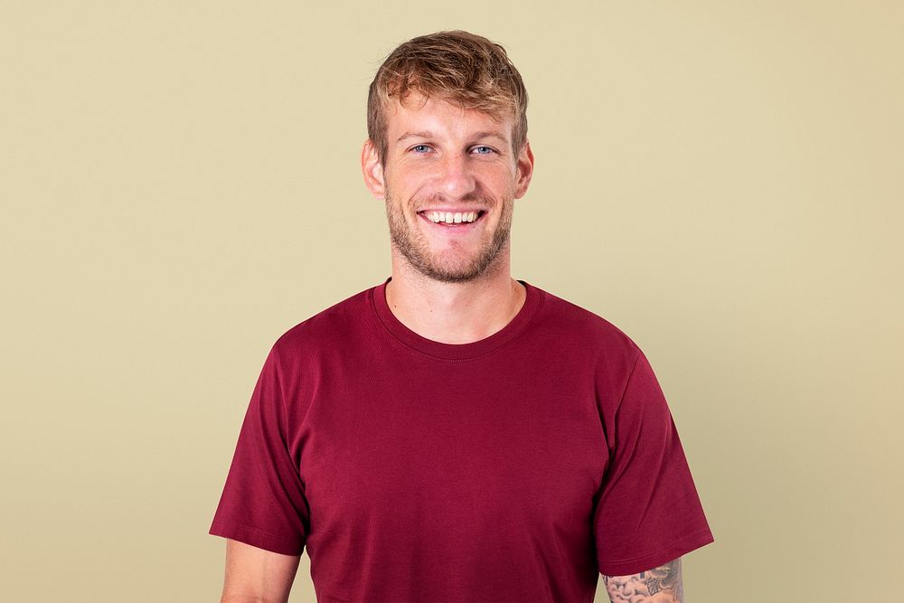 European man smiling mockup psd cheerful expression closeup portrait