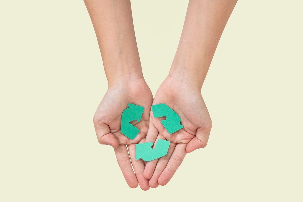 Hands cupping recycle mockup psd save the environment campaign