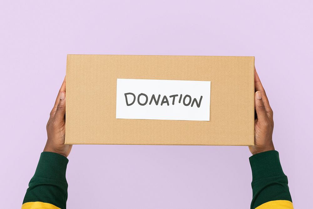 Donation cardboard box mockup psd for charity campaign