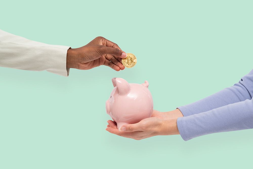 Piggy bank finance mockup psd savings concept