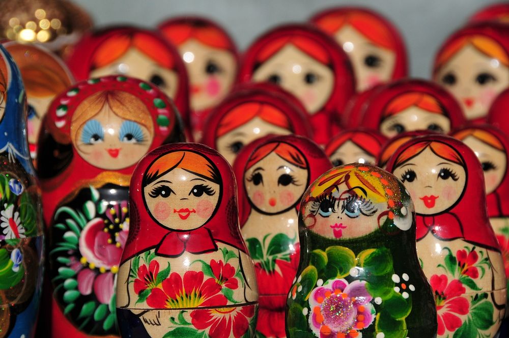 Matryoshka dolls in street fair - Budapest. Original public domain image from Wikimedia Commons