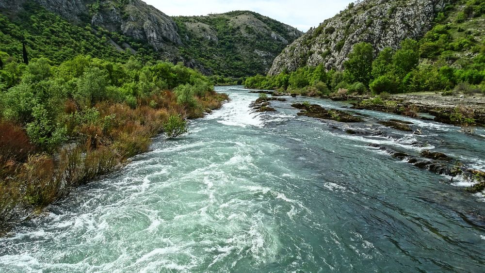Neretva river southern of river Buna estuary. Original public domain image from Wikimedia Commons