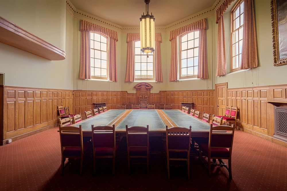 Court room inside Worcester Guildhall. Located in Worcester, Worcestershire, England, UK. (Taken with kind permission of the…