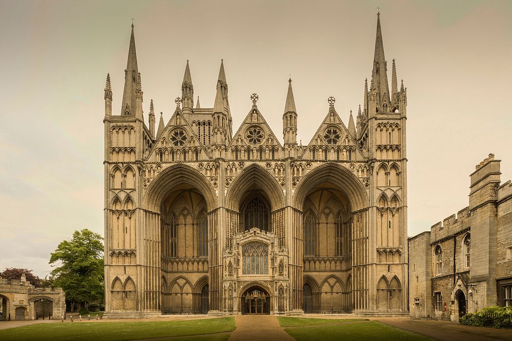 Peterborough Cathedral. Located in Peterborough, Cambridgeshire, England, UK. Original public domain image from Wikimedia…