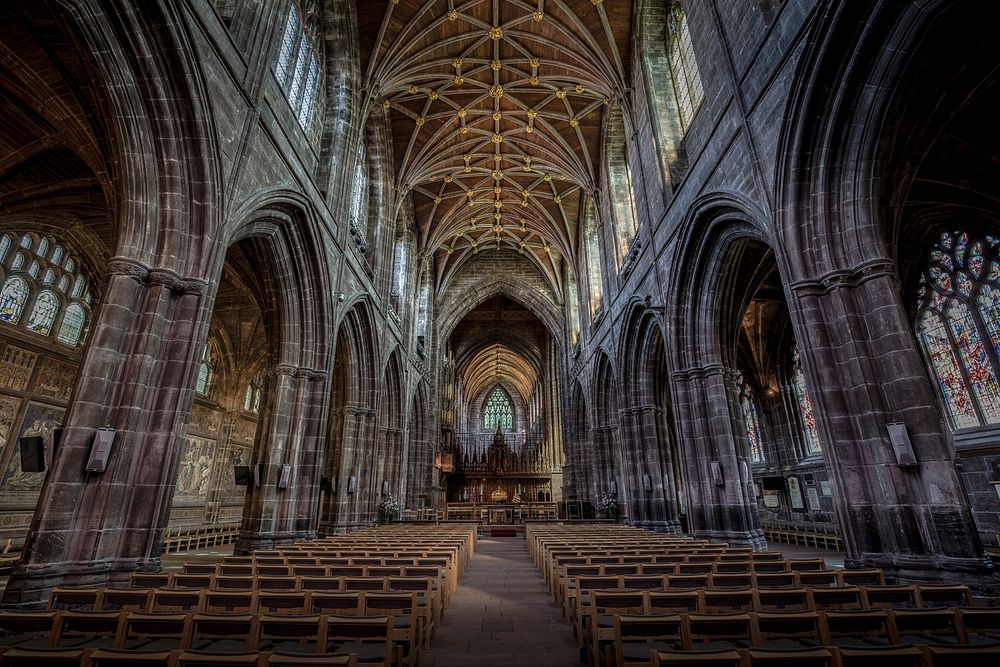 Here is a photograph taken from the nave inside Chester Cathedral. Located in Chester, Cheshire, England, UK. Original image…