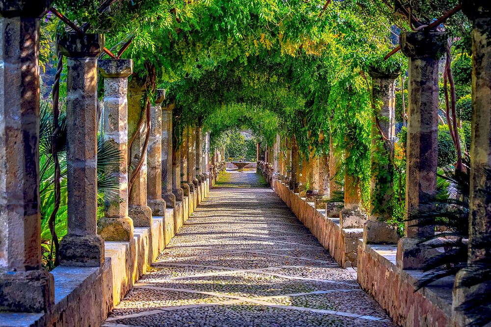 Outdoor path to the garden . Original image from Wikimedia Commons