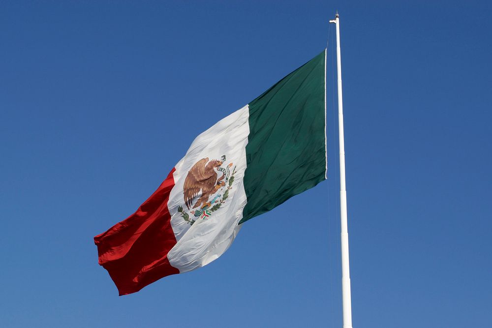 Mexican flag. Original public domain image from Wikimedia Commons