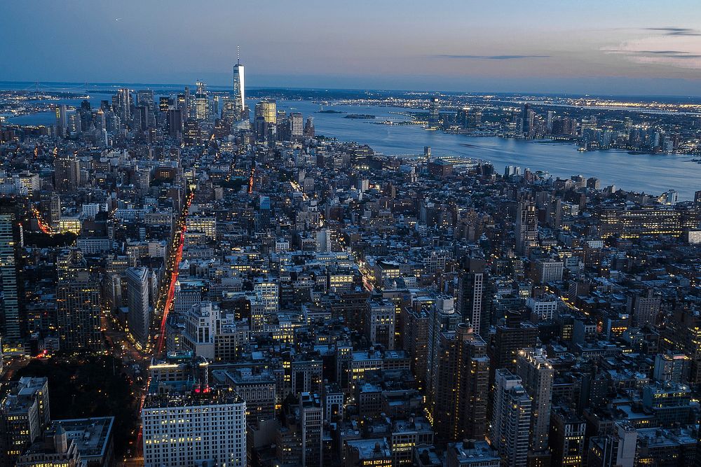 NYC cityscape, USA. Original public domain image from Wikimedia Commons