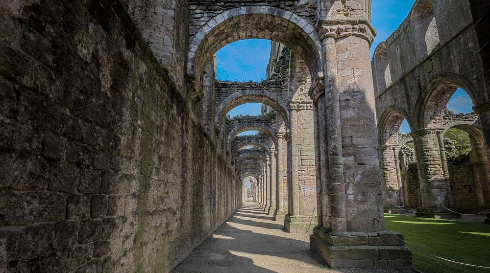 Here is an hdr photograph taken from a corridor inside the ruins of Fountains Abbey. Located in Ripon, Yorkshire, England…