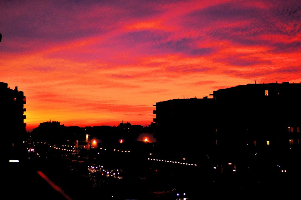 City Sunset. Original public domain image from Wikimedia Commons