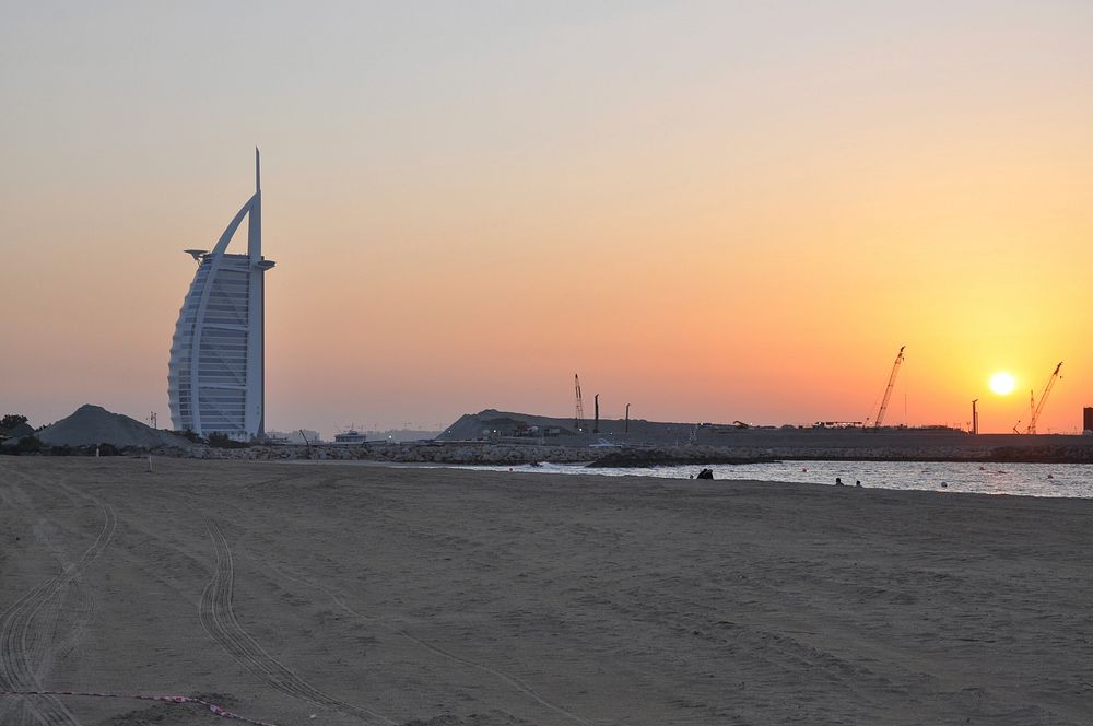 Beaches and the sunset of Dubai. Original public domain image from Wikimedia Commons