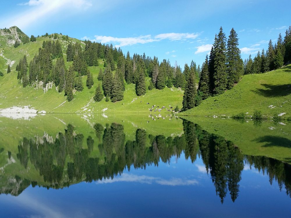 Lake Oberstockensee. Original public domain image from Wikimedia Commons