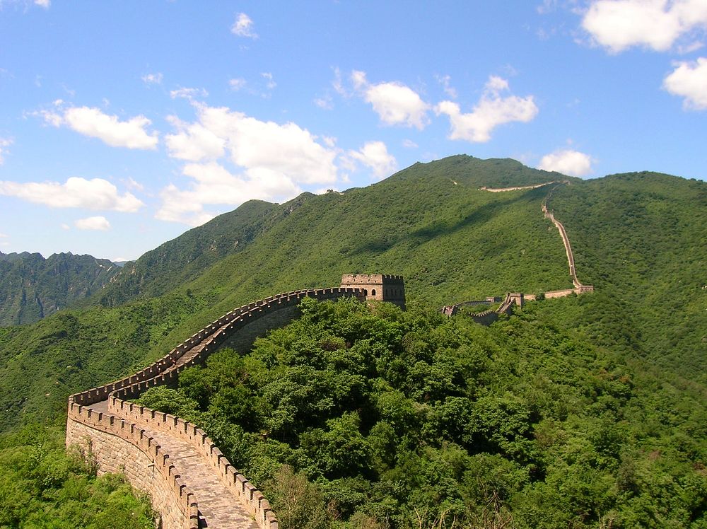 The Great Wall of China at Mutianyu, near Beijing, in July 2006. Original public domain image from Wikimedia Commons