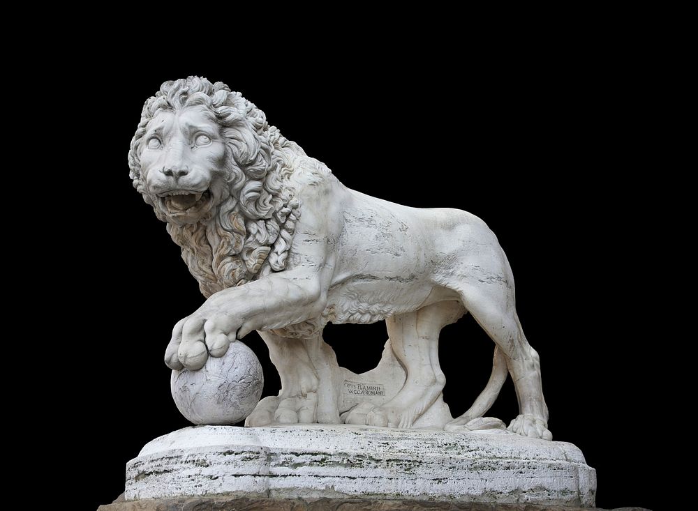 Medici lion, sculpture in Florence, Italy. Original public domain image from Wikimedia Commons
