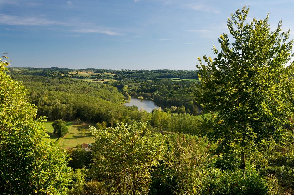 Landscape of Dordogne, as seen from the hill of Hautefort. Original public domain image from Wikimedia Commons