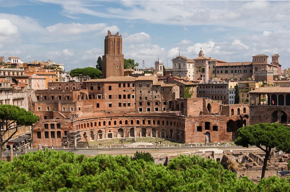View of the Trajan's market, Fori Imperiali, Rome, Italy. Original public domain image from Wikimedia Commons