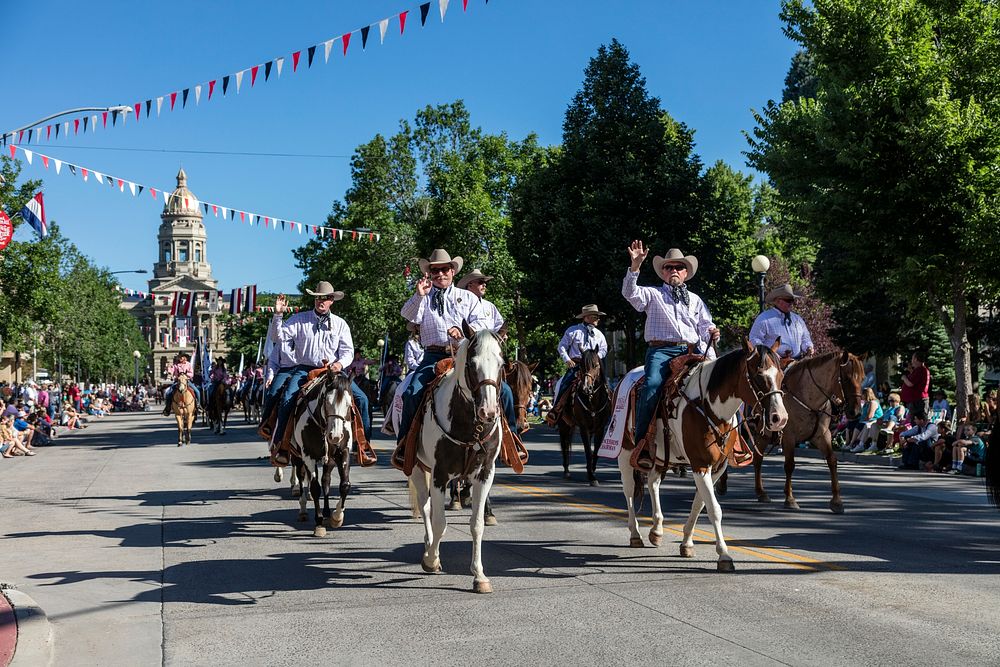Scene from one of the almost-daily parades through downtown Cheyenne during the annual Cheyenne Frontier Days celebration in…