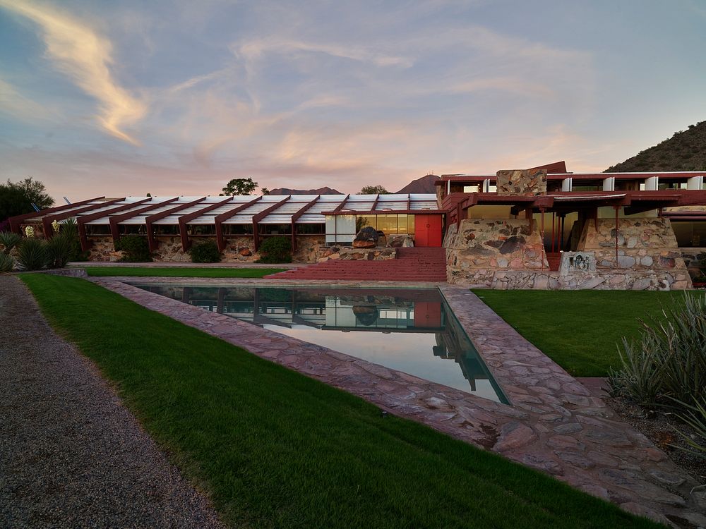 View from the &ldquo;Prow&rdquo; at Taliesin West, renowned architect Frank Lloyd Wright's winter home and school in the…