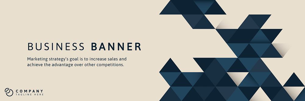 Blue geometric pattern on beige business banner template vector
