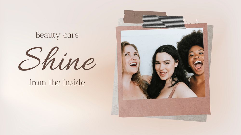 Beauty Facebook cover template, self care, pastel beige design vector
