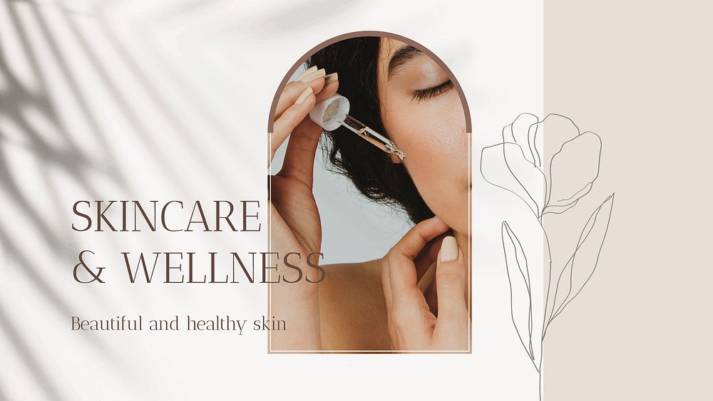 Skincare Facebook cover template, customizable for small business vector