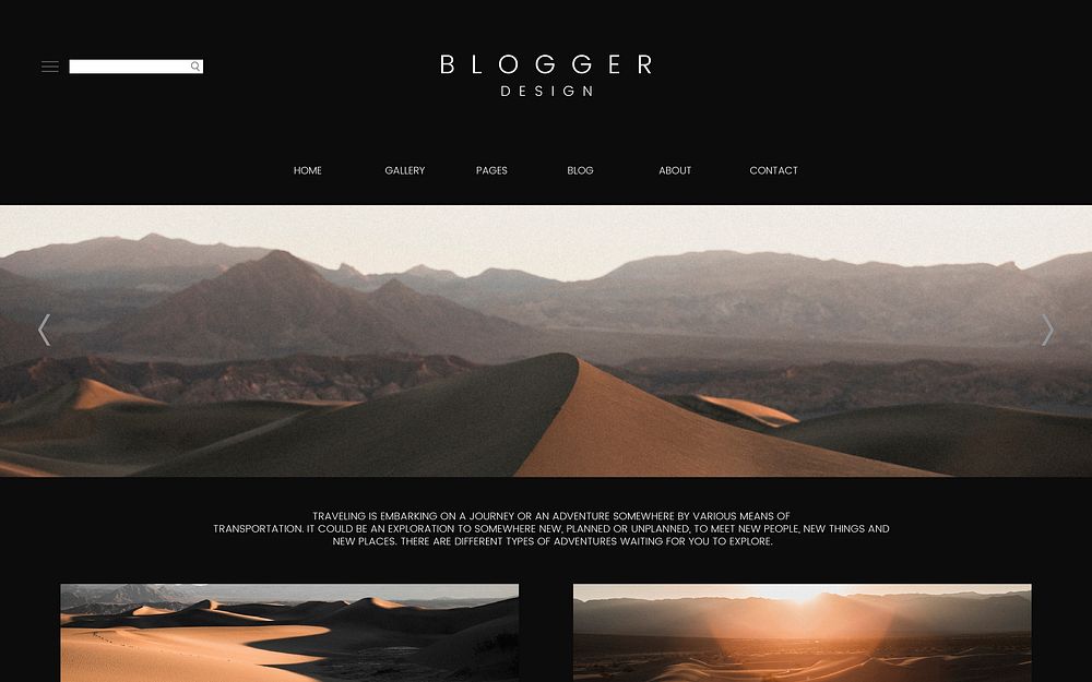 Travel blog first page template design vector