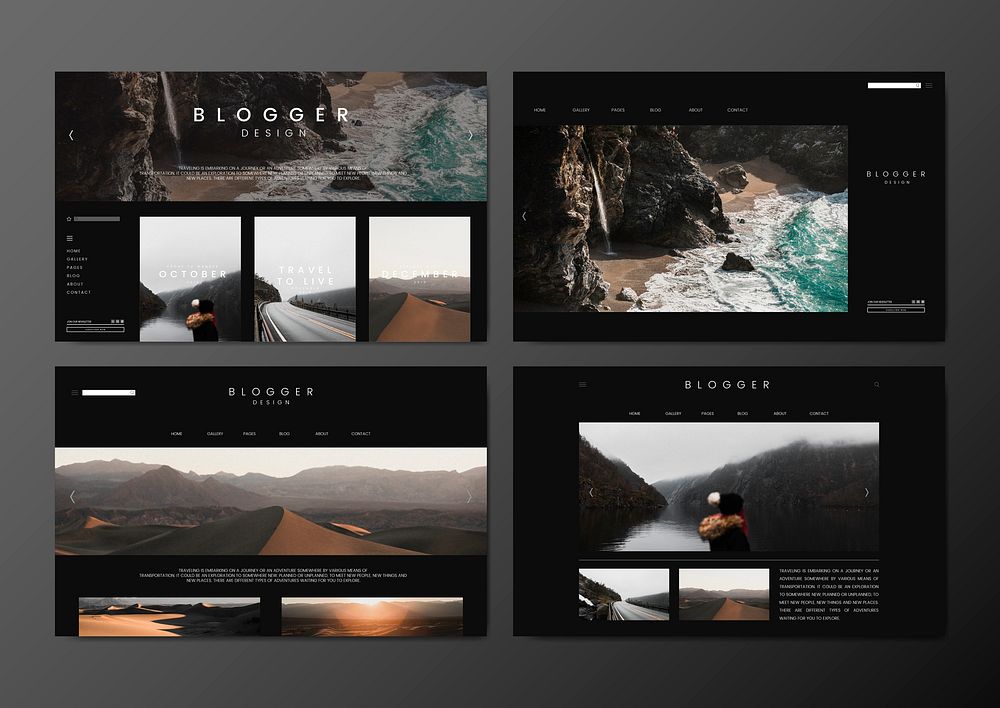 Travel blog first page template design vector