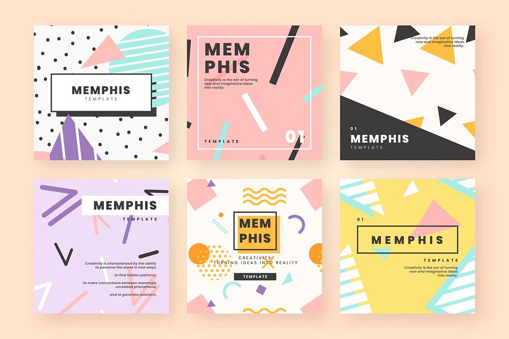 Memphis website banner design vector set