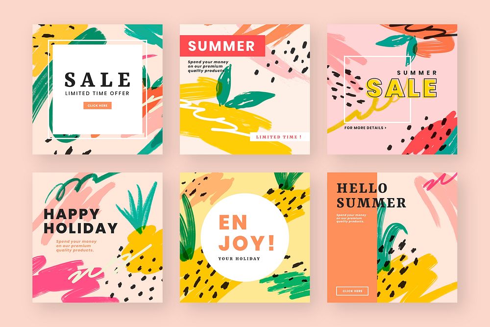 Colorful website banner design vector set