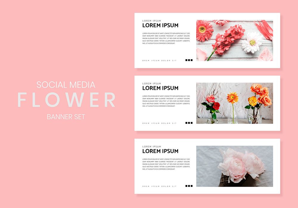 Floral website banner design vector set