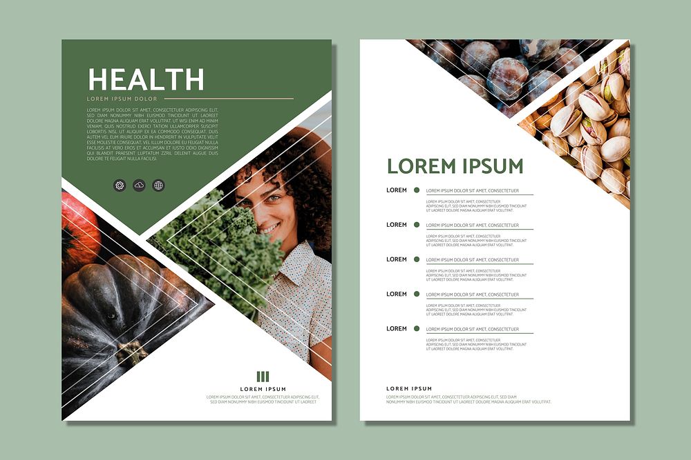 Healthy foods poster design vector set