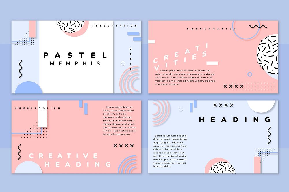 Pastel Neo Memphis presentation template pack vector