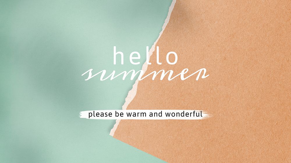 Hello summer please be warm and wonderful paper collage social template