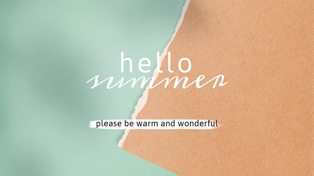 Hello summer please be warm and wonderful paper collage social template vector