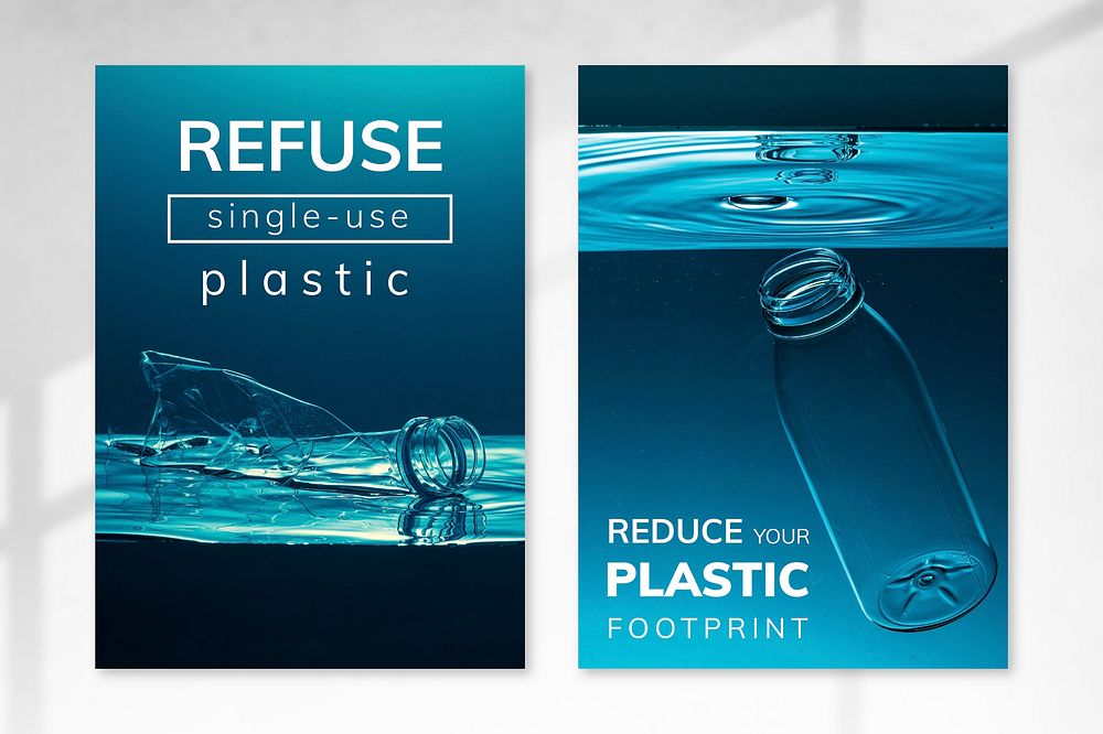 Stop using plastic campaign poster template set mockup