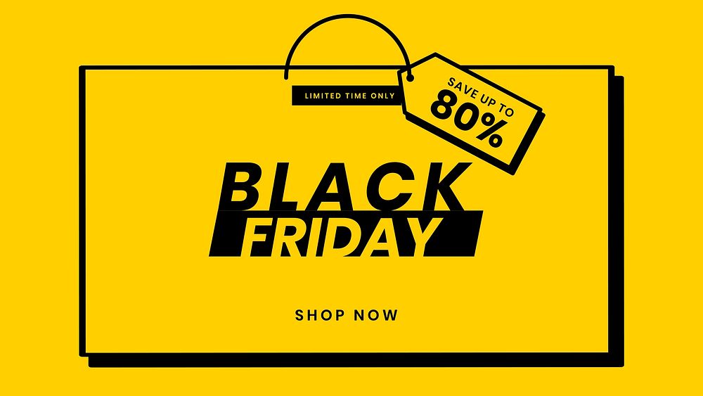 Yellow vector Black Friday 80% off promotion design template