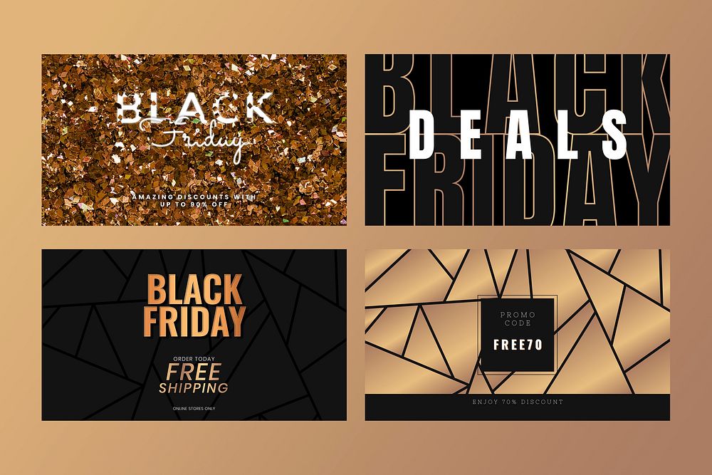 Black Friday vector luxurious text promotional advertising set