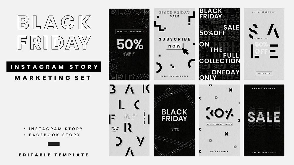 Black Friday vector 50% off sale promotion banner template set