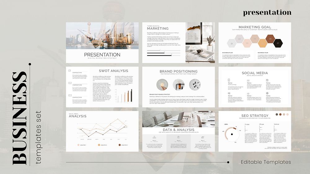 Business presentation vector editable template set