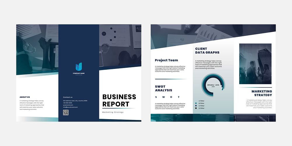 Business 3 fold brochure editable template psd