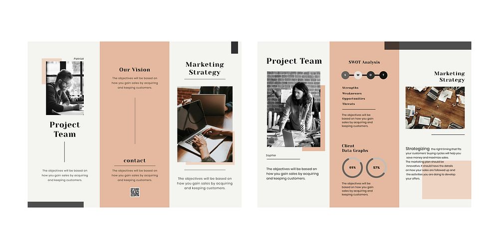Marketing trifold brochure editable template psd