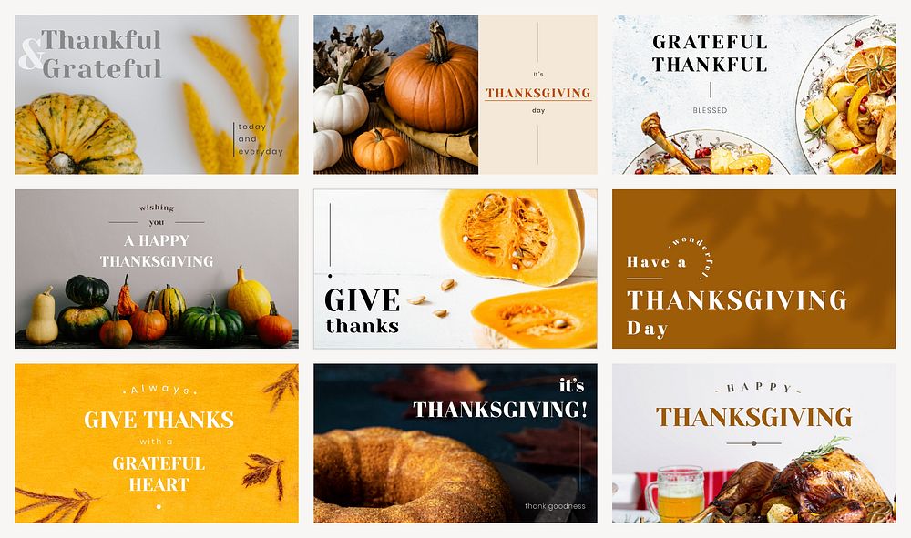 Blog banner template vector for thanksgiving set