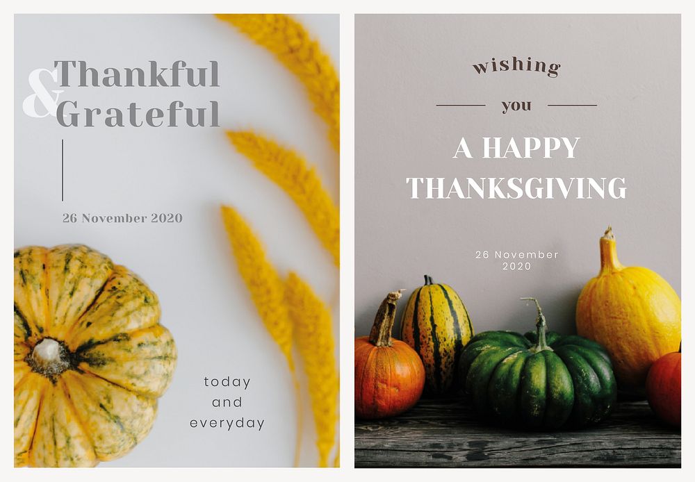 Greeting card template vector for thanksgiving