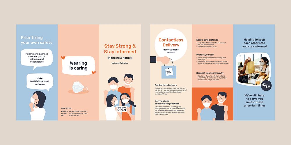 Best practices for Covid 19 brochure template vector