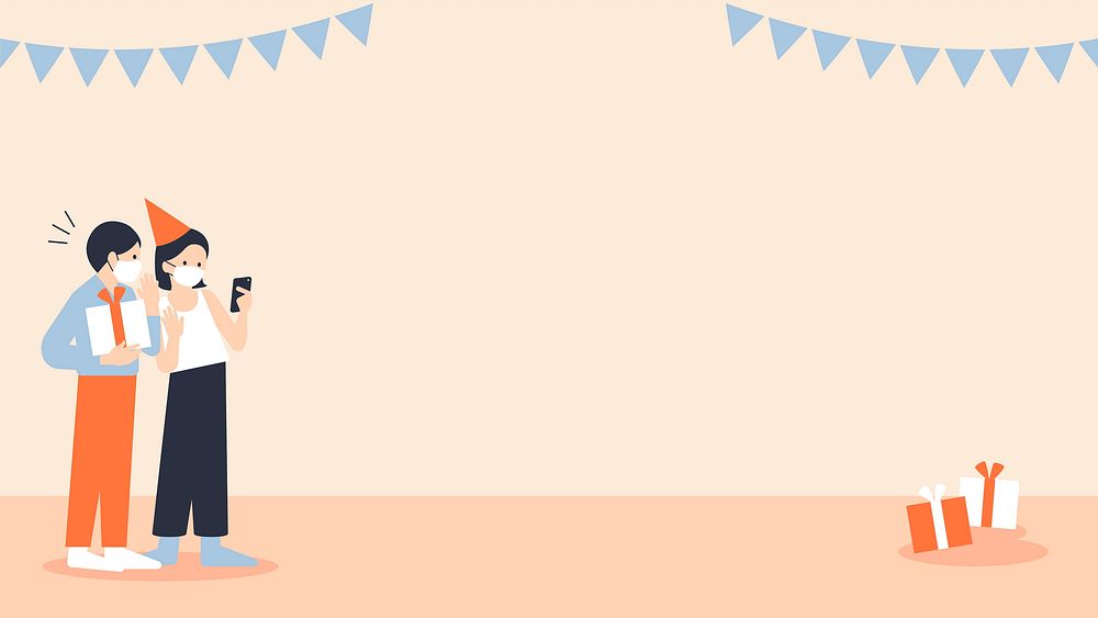 New normal birthday party vector background